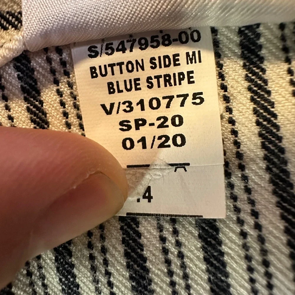 Banana Republic Blue Stripe Button Side Mini Skirt 14 Nautical ALine S/547958-00